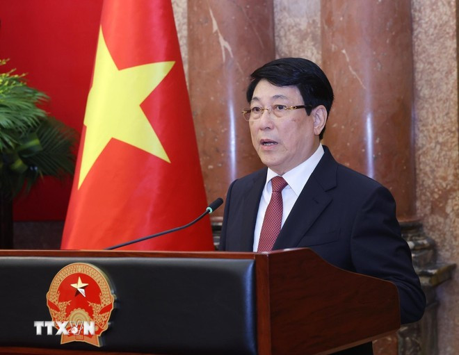 Chủ tịch nước Lương Cường phát biểu chỉ đạo tại buổi lễ. Ảnh: TTXVN. tienphong-147-qh4.jpg