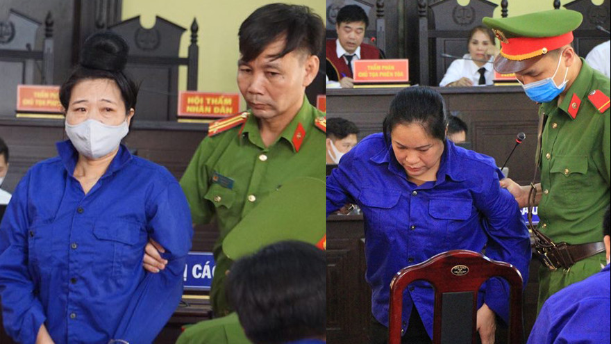 Bị cáo Lò Thị Trường và Hoàng Thị Thành (từ trái sang) 