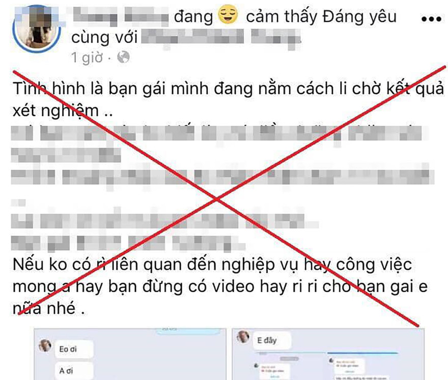 Nội dung nam thanh niên đăng tải trên mạng xã hội gây ảnh hưởng công tác phòng chống dịch COVID-19.
