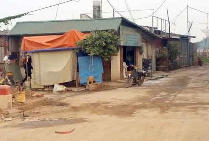 Những ngôi nhà xây dựng không phép ở bãi giữa sông Hồng. Ảnh: Trần Quý