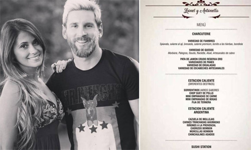 Vợ chồng Messi và thực đơn đám cưới.