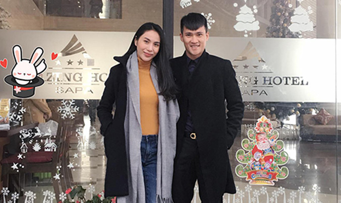 Vợ chồng Công Vinh đi nghỉ ở Sa Pa kỷ niệm 9 năm yêu nhau. Ảnh: FB.