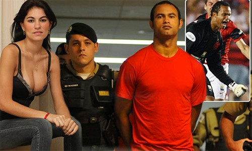 Bruno thời bị đưa ra toà xử vụ sát hại dã man bạn gái (bên trái). 