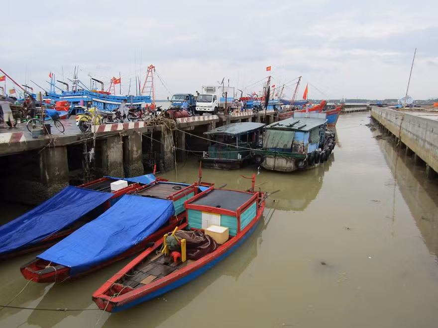 Ngư dân neo đậu tàu thuyền vào khu vực an toàn để tránh bão. 