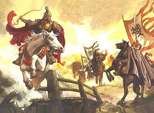 Tranh Tôn Quyền qua cầu ở bến Tiêu Diêu 