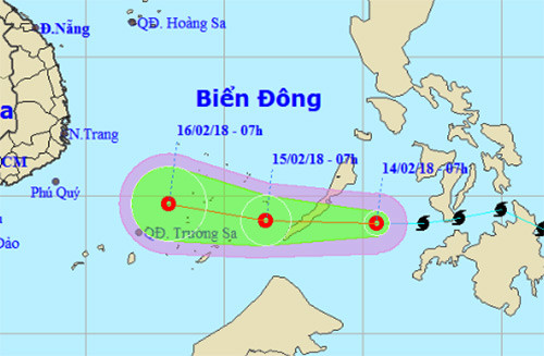 Dự báo đường đi và khu vực ảnh hưởng của áp thấp nhiệt đới.