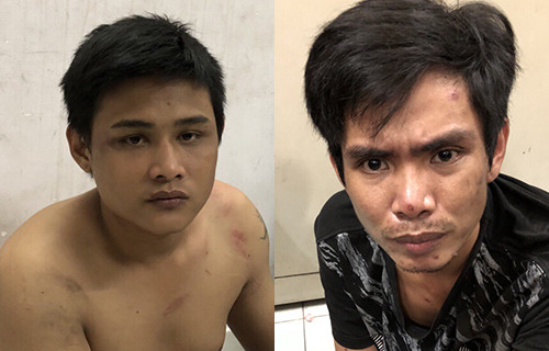Hai tên cướp ở cơ quan điều tra. Ảnh: Công an cung cấp.