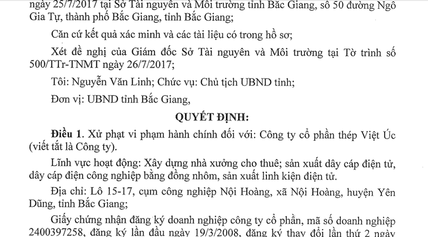  Phạt 150 triệu đồng vì xả thải vượt quy chuẩn 7 lần