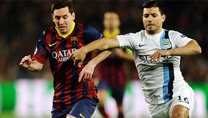 Aguero từng nhiều lần cùng Man City đối đầu với Barca.