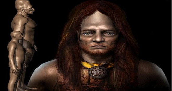 Hình phục dựng người khổng lồ Adena so với con người ngày nay. Ảnh: Marcia K Moore.