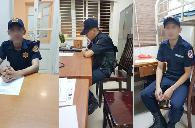 Nhóm bảo vệ tại trụ sơ công an. Ảnh: VT.