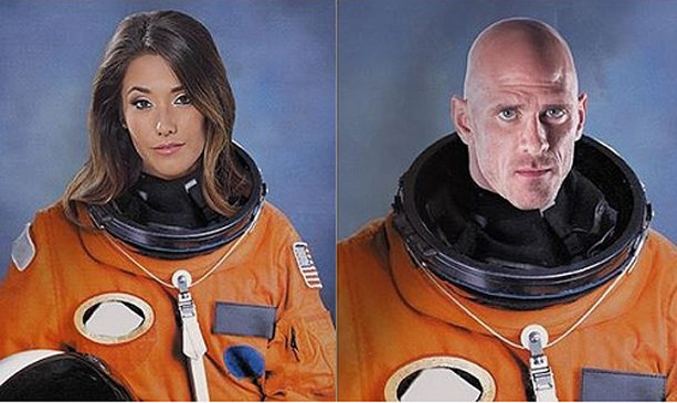 Eva Lovia và Johnny Sins, hai diễn viên đầu tiên trên thế giới sẽ đóng phim người lớn trong không gian. Ảnh: News