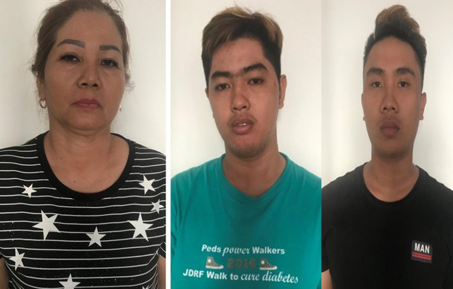 Bà Hồng cùng hai đàn em bị bắt.