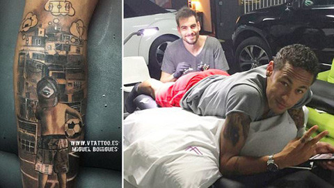 Neymar xăm hình mới bên bắp chân