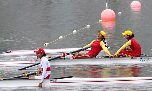 VĐV Việt Nam đã giành 4 HCV, 2 HCB ở các nội dung của môn Rowing vào sáng nay. Ảnh: Zing