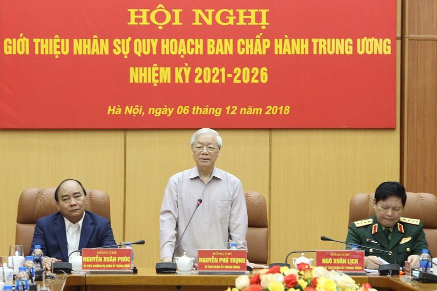 Tổng Bí thư, Chủ tịch nước Nguyễn Phú Trọng, Bí thư Quân ủy T.Ư phát biểu chỉ đạo hội nghị, sáng 6/12