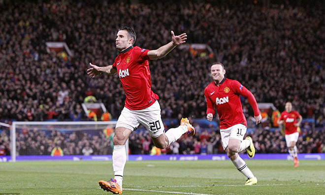Van Persie đã giúp M.U giành vé vào chơi tứ kết Champions League