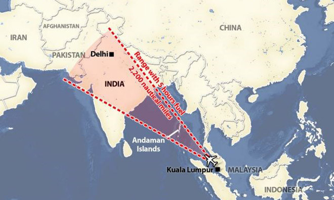 Đồ họa chi tiết về hướng đi của máy bay mất tích