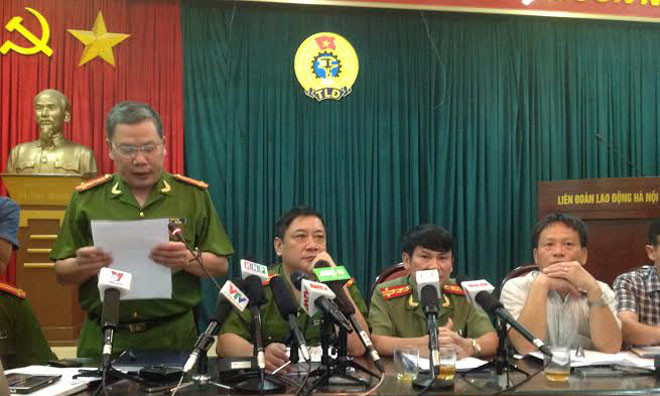 Thượng tá Vũ Thái Hưng thông báo kết quả điều tra ban đầu về vụ án mua bán trẻ em xảy ra tại chùa Bồ Đề Hà Nội.