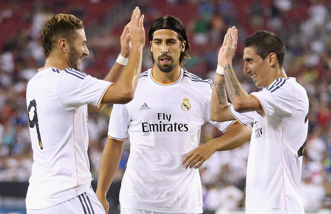 Real Madrid sẵn sàng bán Khedira (giữa) và Di Maria (phải) để tăng quỹ chuyển nhượng.