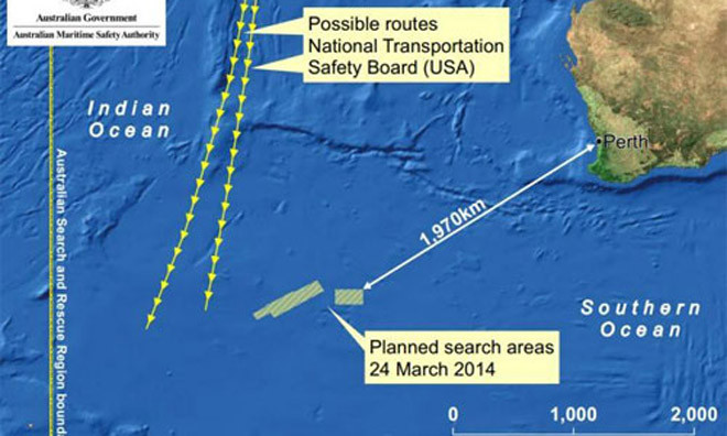 Khu vực tìm kiếm MH370 ngày hôm nay. Đồ họa: AMSA