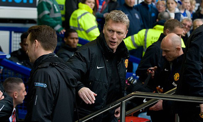 Moyes rất tức giận khi M.U thua Everton.