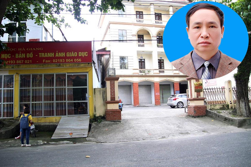Bị can Phạm Văn Khuông (ảnh nhỏ) và trụ sở Sở GD&ĐT Hà Giang.