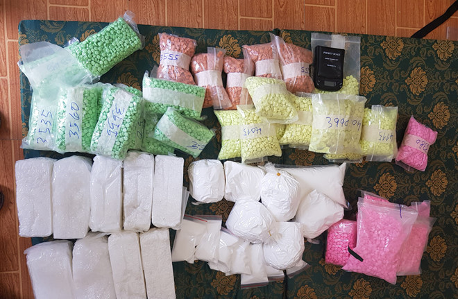 Lượng lớn ma tuý bị công an thu giữ.