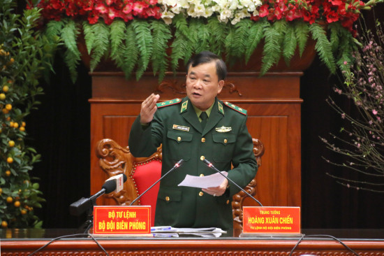 Tư lệnh Hoàng Xuân Chiến chủ trì cuộc họp khẩn của Bộ Tư lệnh BĐBP nhằm chống dịch bệnh Corona, chiều 28/1