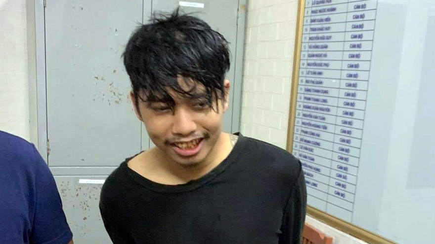 Nghi phạm Phạm Anh Vũ tại cơ quan công an.