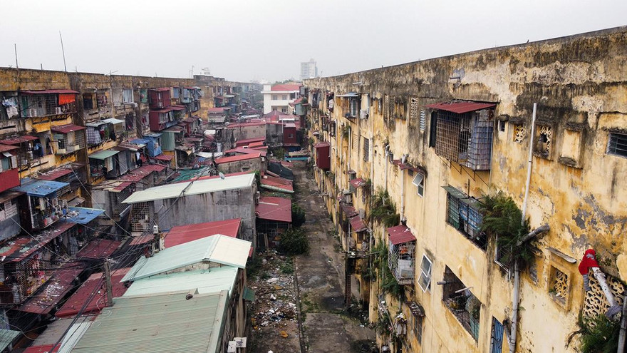 Cận cảnh khu chung cư Vạn Mỹ, TP Hải Phòng đã xuống cấp.