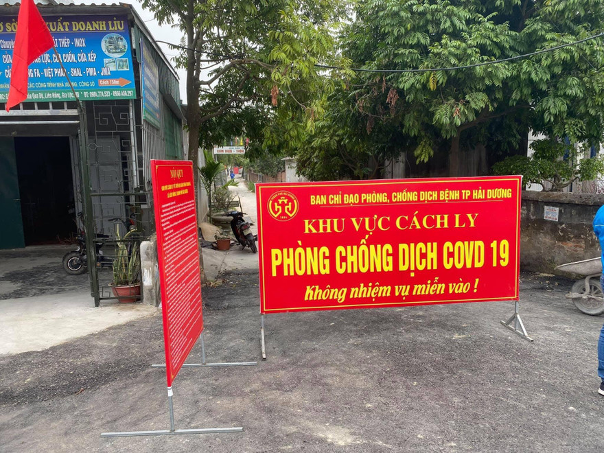 Ảnh: Một khu vực phong tỏa tại TP Hải Dương