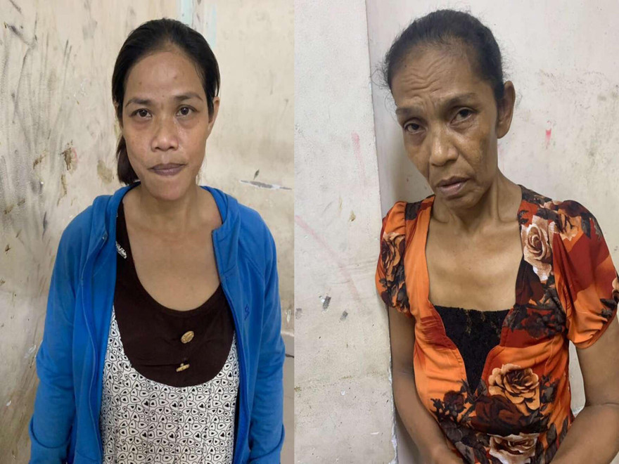 Hai nghi phạm tại công an.