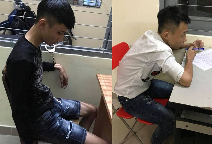 Hai tên cướp nhí tại công an.