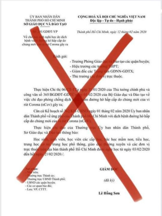 Công văn được cho là mạo danh Sở GD&ĐT TPHCM