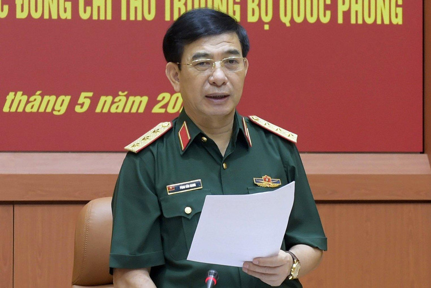 Thượng tướng Phan Văn Giang chủ trì hội nghị, ngày 13/5.