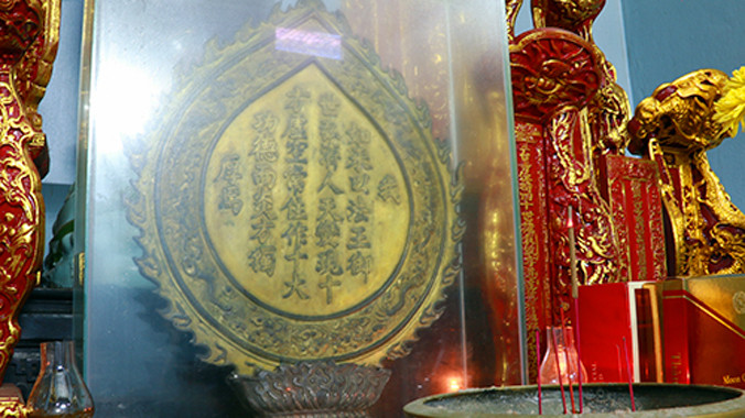 "Quả tim lửa" đang được bảo quản tại chùa Tam Thai. Ảnh: Nguyễn Đông.