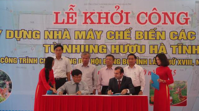 Lễ khởi công nhà máy chế biến nhung hươu sao Hà Tĩnh.