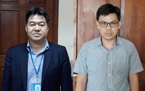 Bị can Nguyễn Hoài Giang (trái) và bị can Phạm Xuân Quang (phải). Ảnh: Cơ quan CSĐT.