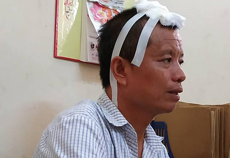 Nghi phạm Nguyễn Văn Tiến tại cơ quan công an.