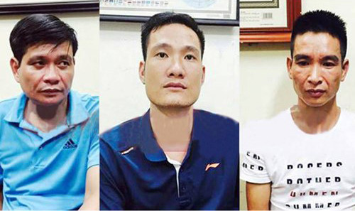 3 đối tượng Đạt, Hoàn và Duy tại cơ quan điều tra. Ảnh: Công an cung cấp