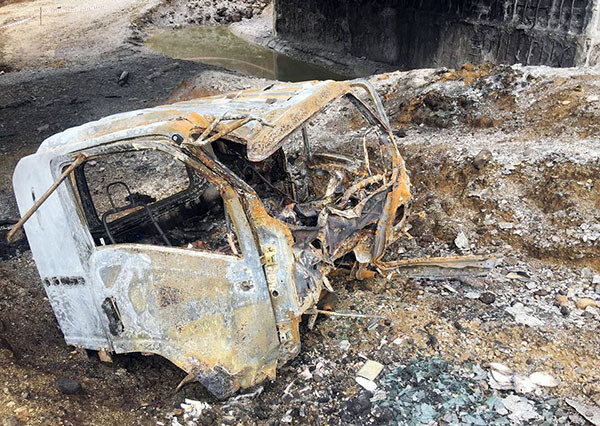 Hiện trường vụ xe bồn chở xăng cháy trên cao tốc Nội Bài - Lào Cai