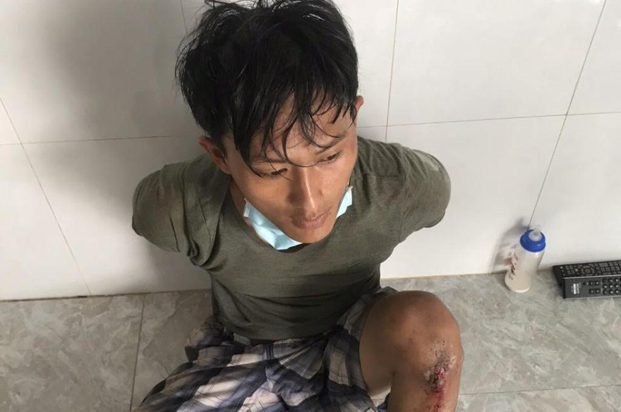 Trương Tấn Tài tại công an.