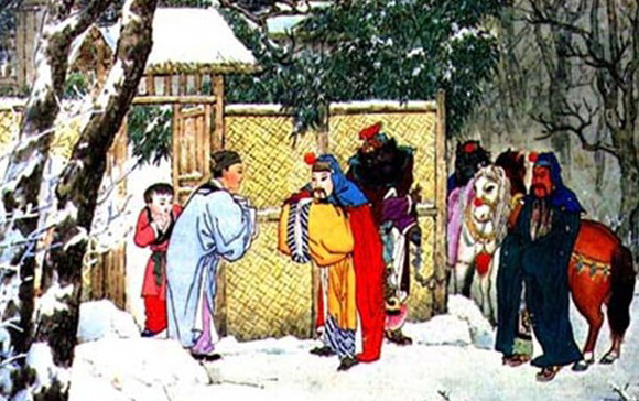 Tranh minh họa điển tích “Tam cố thảo lư”.