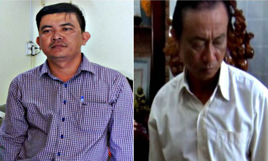 Các đối tượng Huỳnh Quốc Trung (bìa trái) và Nguyễn Thành Nhân