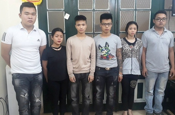 Nhóm đối tượng trong vụ án tại cơ quan điều tra.