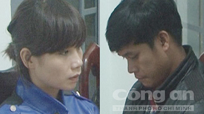 Vợ chồng Trung tại cơ quan công an