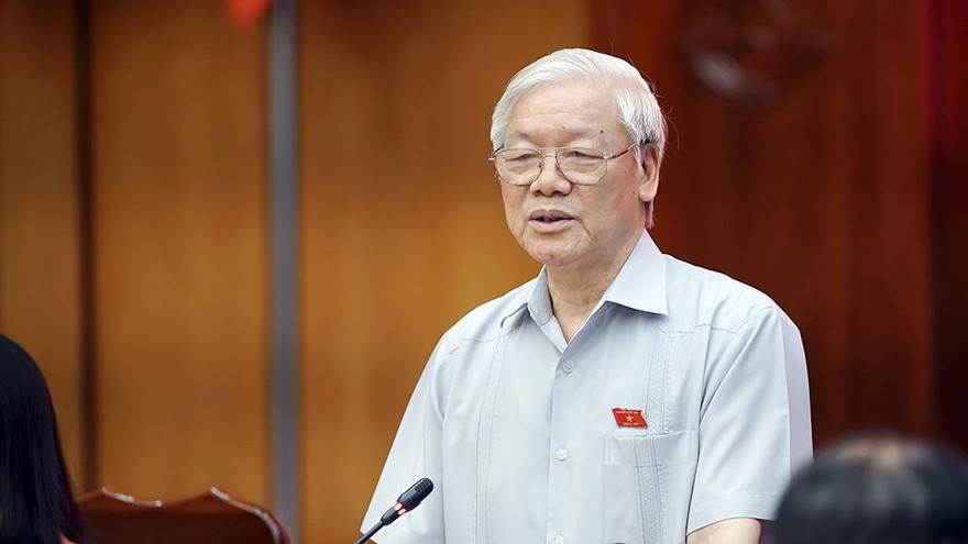 Tổng Bí thư Nguyễn Phú Trọng khẳng định cuộc chiến chống tham nhũng sẽ làm đến cùng - Ảnh: Hoàng Mạnh Thắng