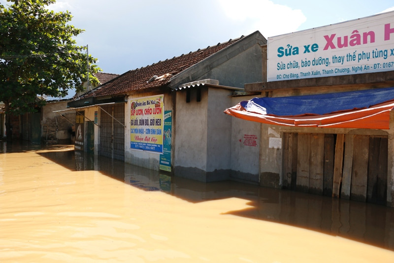 Người dân Nghệ An gồng mình chống lũ giữa trời nắng chang chang