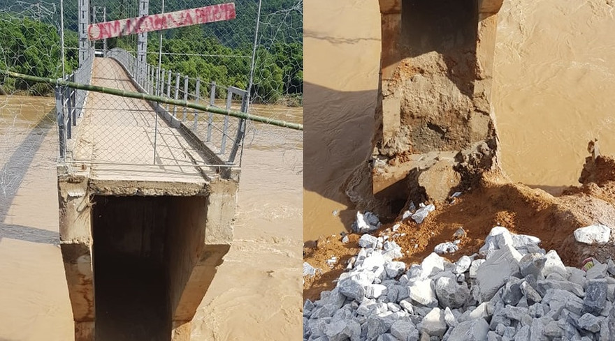 Huyện miền núi Nghệ An cứu cầu đứt gãy giữa trời nắng nóng